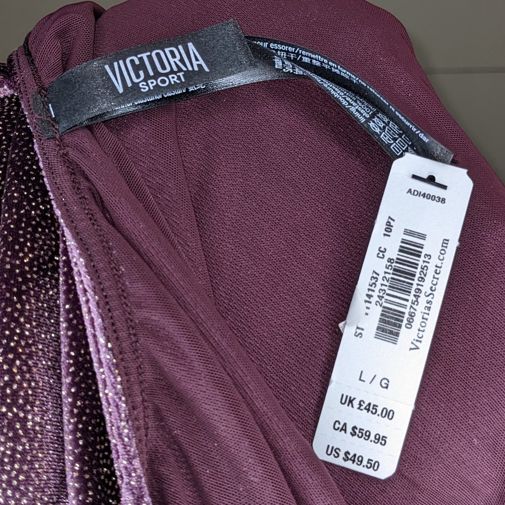 NWT Victoria Sport Long Sleeve Sparkly Bodysuit - Picture 5 of 5